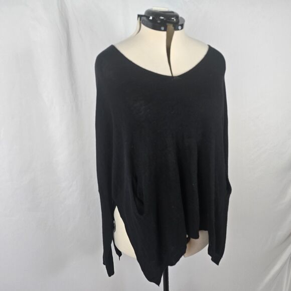RDI Sweater Women's 1X Black Knit Long Sleeve High Low Hemline Pockets NWT - Picture 16 of 16